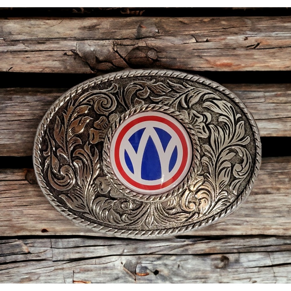 Vintage Belt Buckle US Army 39th Infantry Division Silver Tone Metal